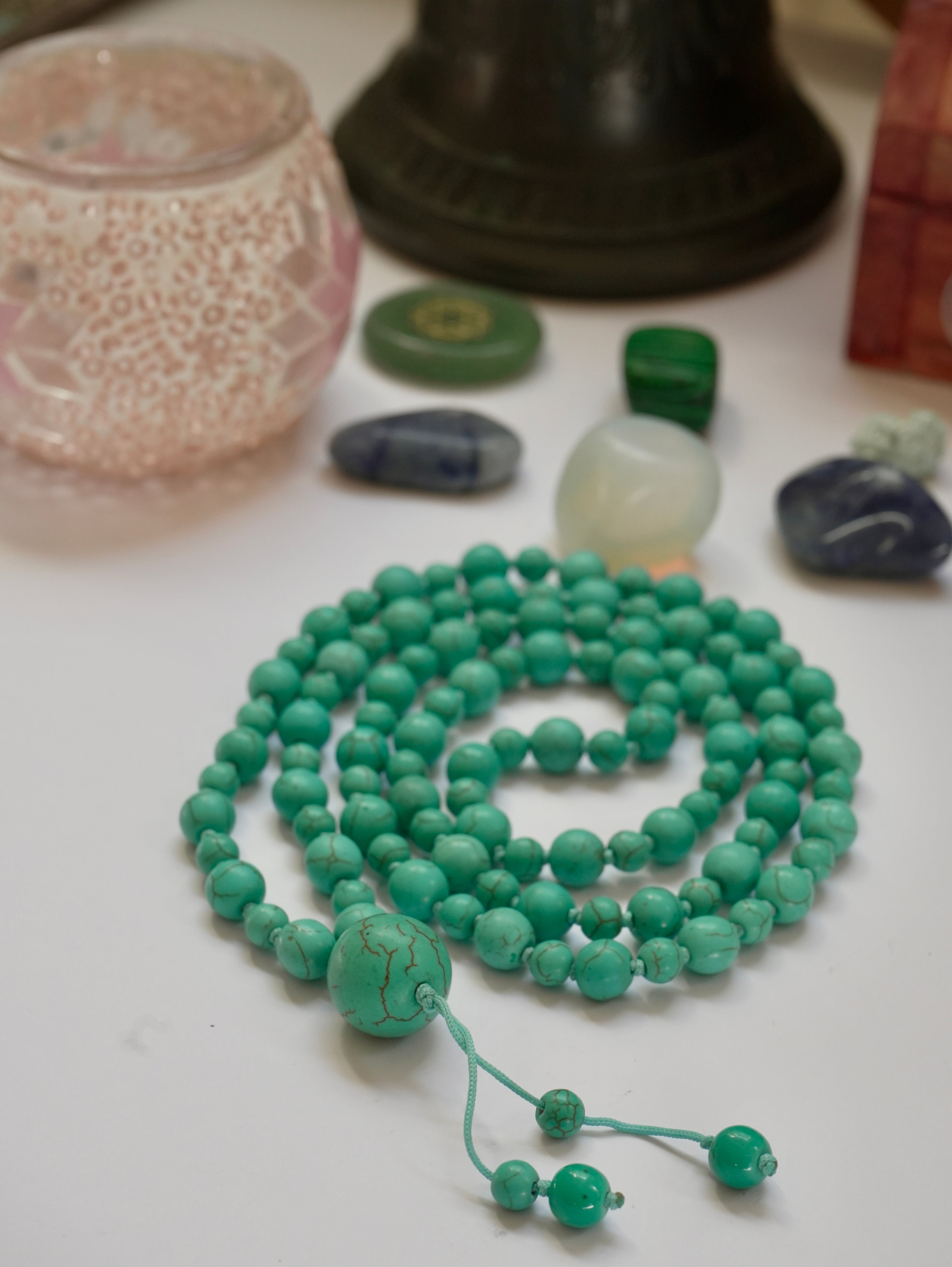 Japa Mala de Turquesa Natural – Energía de Paz y Pro