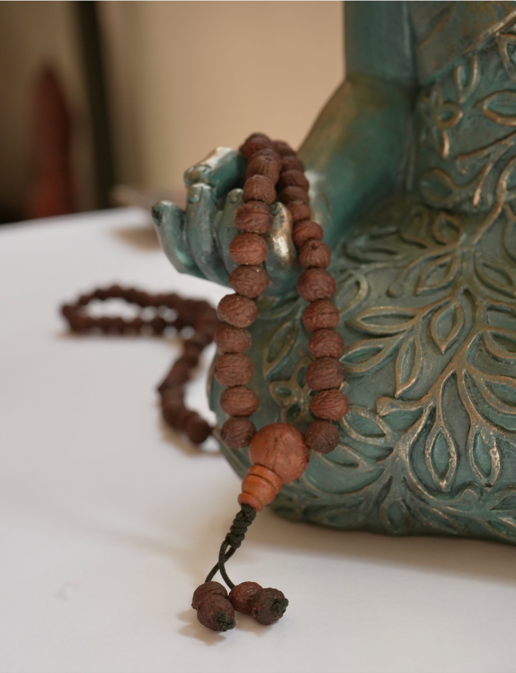 🪶 Japa Mala Tradicional de Semillas Bodhi – Ojo de Buda (108 cuentas) 🪶