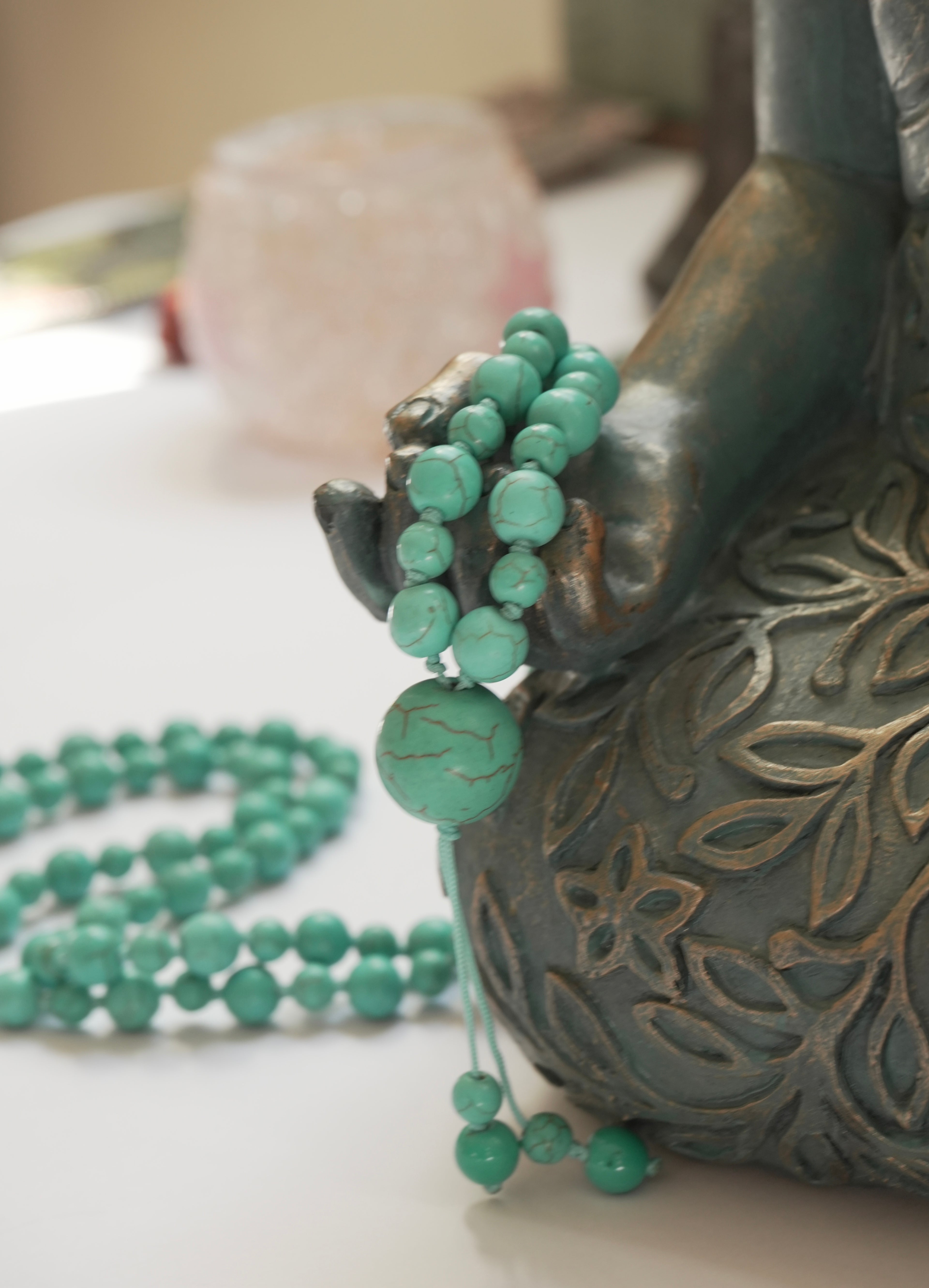 Japa Mala de Turquesa Natural – Energía de Paz y Pro